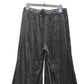 See and Be Seen Black Velvet Wide Leg Pants Glitter Stretch Trousers VTG Medium