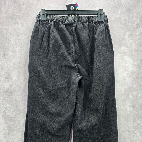 Diane Gilman Black Pull On Straight Classic Elastic Denim Pants Jean M Medium