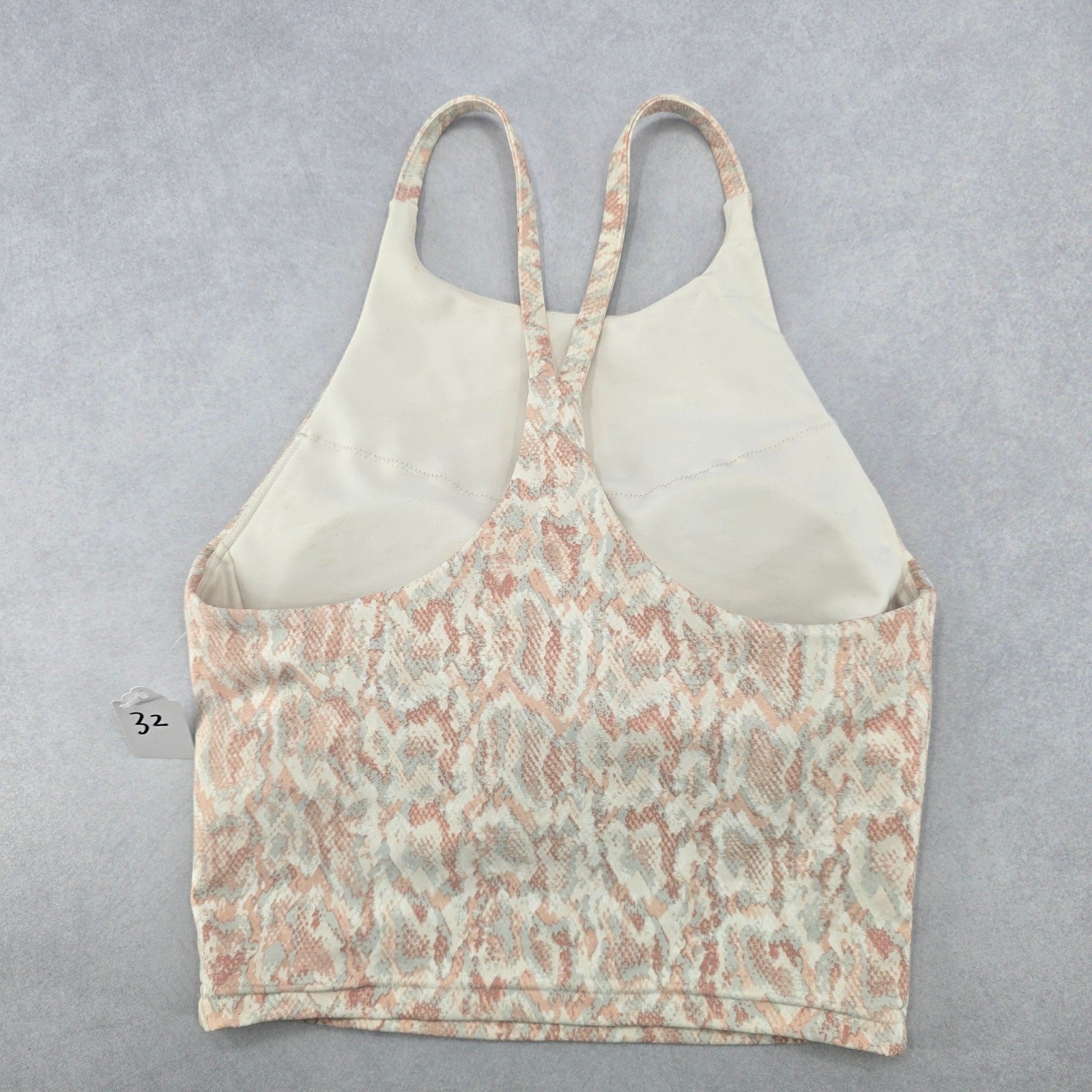 Old Navy Active Powersoft Cream Animal Crop Sports Bra Swim Top XS Extra Small