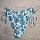 White Blue Paisley Floral Print String Tie Bikini Swimsuit Swimwear 2XL