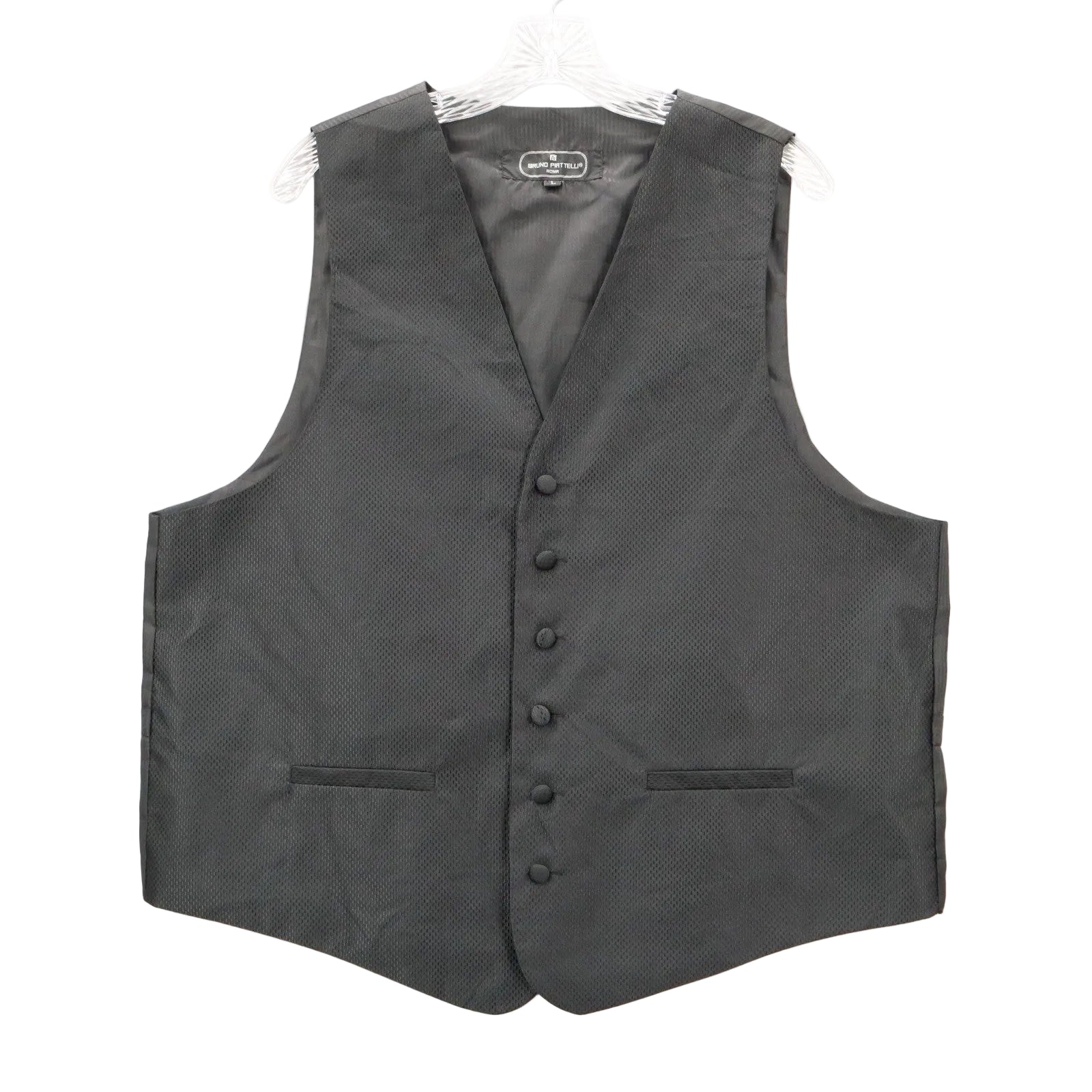 Bruno Piattelli Black Checker 6 Button Waistcoat Tuxedo Formal Suit Vest 46R L