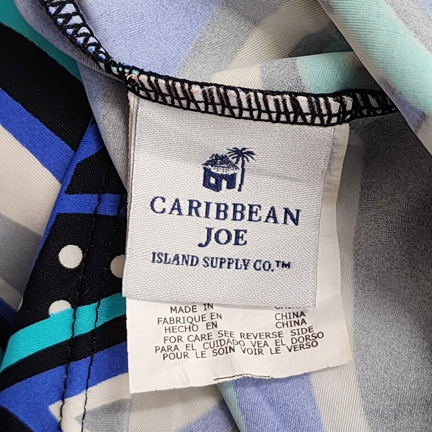 Caribbean Joe Blue Tankini Swimsuit Swimwear Halter Top Padded Bra Size 14