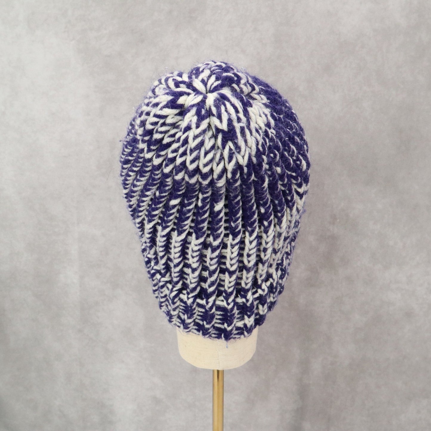 Purple Cable Knit Y2K Vintage Hippy Unisex Cottage Boho Bucket Beanie Cap Hat
