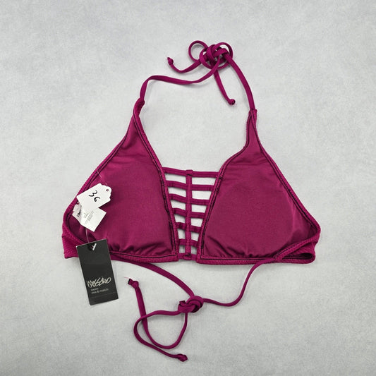 Mossimo Purple Padded Cutout Halter Tie Plunge Bikini Bralette Swim Top S Small