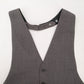 After Six Gray Short Open Back Welt Pocket 4 Button Point Tuxedo Vest Medium 38S