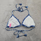 Victoria's Secret Blue White Bikini Top Tie Back Adjustable Swimwear M Medium