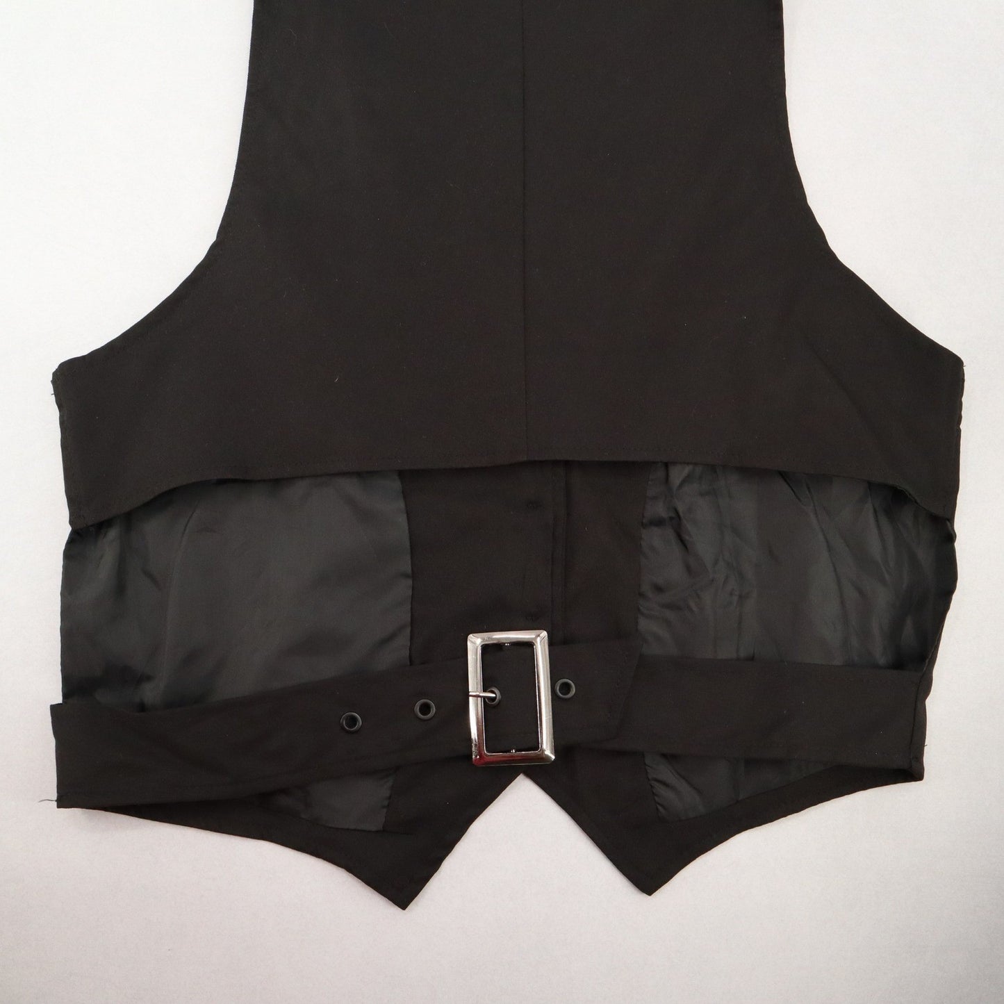 Black 4 Button Welt Pocket Point Buckle Waistcoat Tuxedo Formal Suit Vest 34S L