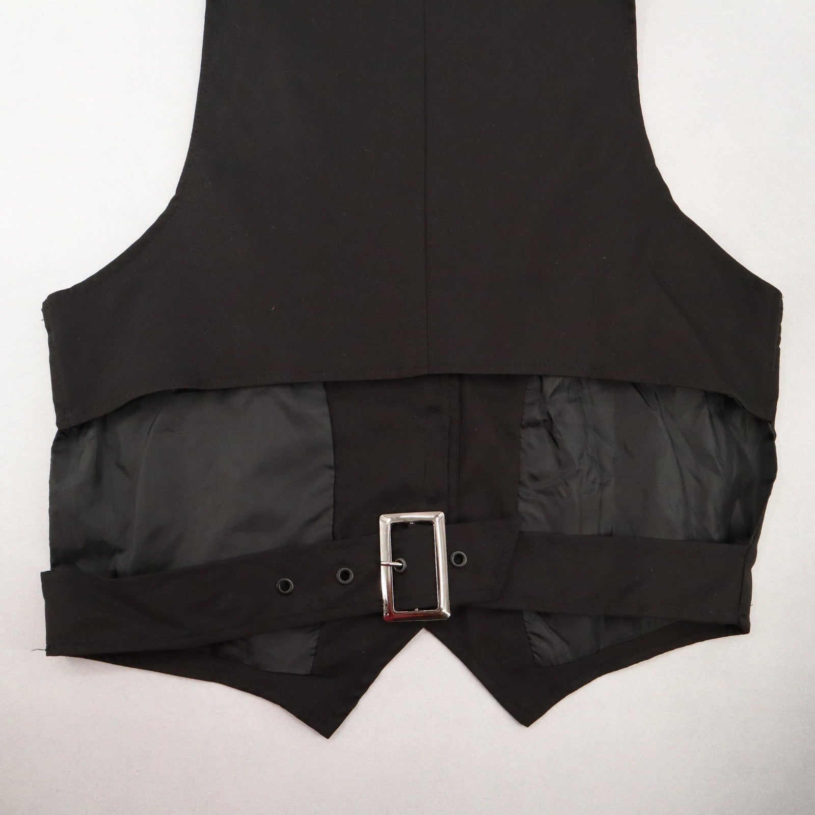 Black 4 Button Welt Pocket Point Buckle Waistcoat Tuxedo Formal Suit Vest 34S L