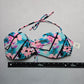 No Boundaries Pink Floral Padded Halter Tie Swim Bra Beach Bikini Top L Large