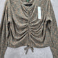 Wild Fable Brown Knit Crop Drawstring Split Long Sleeve Cozy Top NWT Extra Large