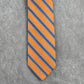 Nautica Orange Blue White Stripe Geometric Executive 100% Silk Mens Neck Tie