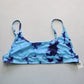 Blue Tie Dye Pull On Swim Sports Boho Bra Beach Bralette Bikini Top L Large