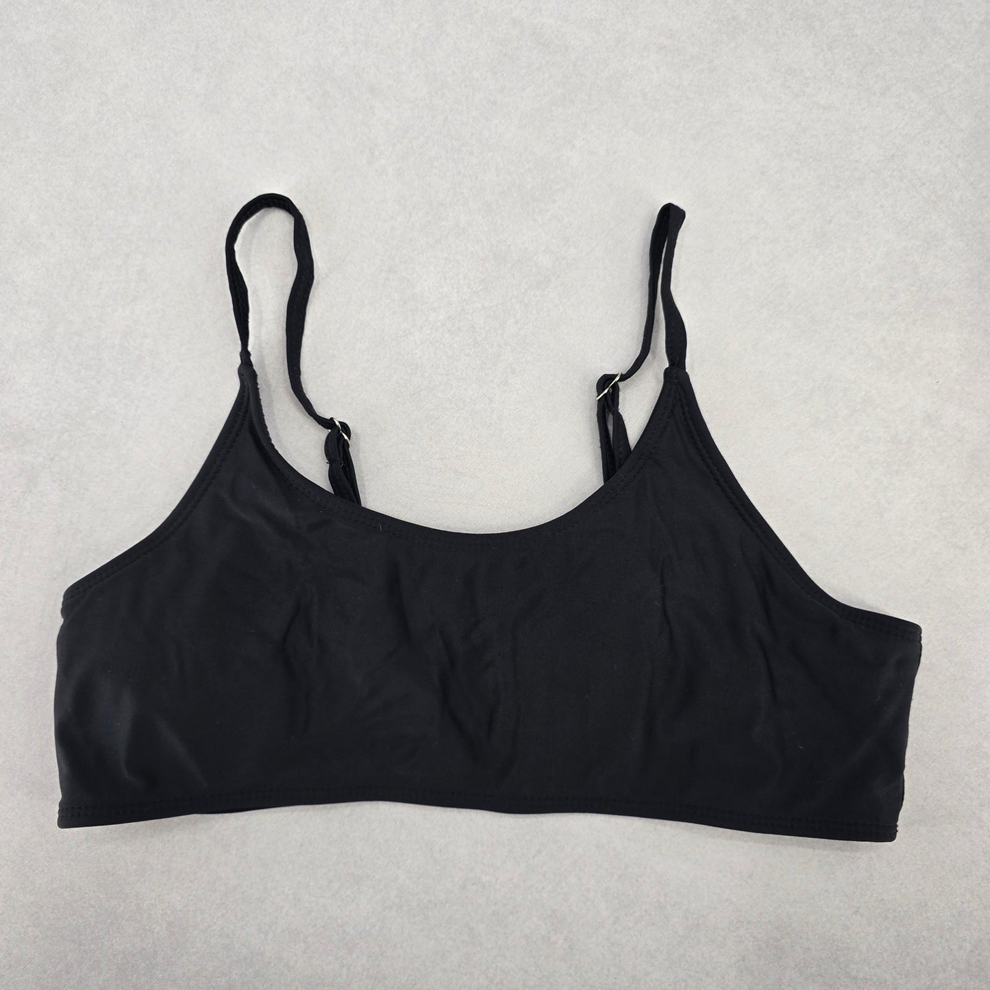 Black Padded Y2K Classic Pull On Swim Sports Bra Beach Bikini Top M Medium