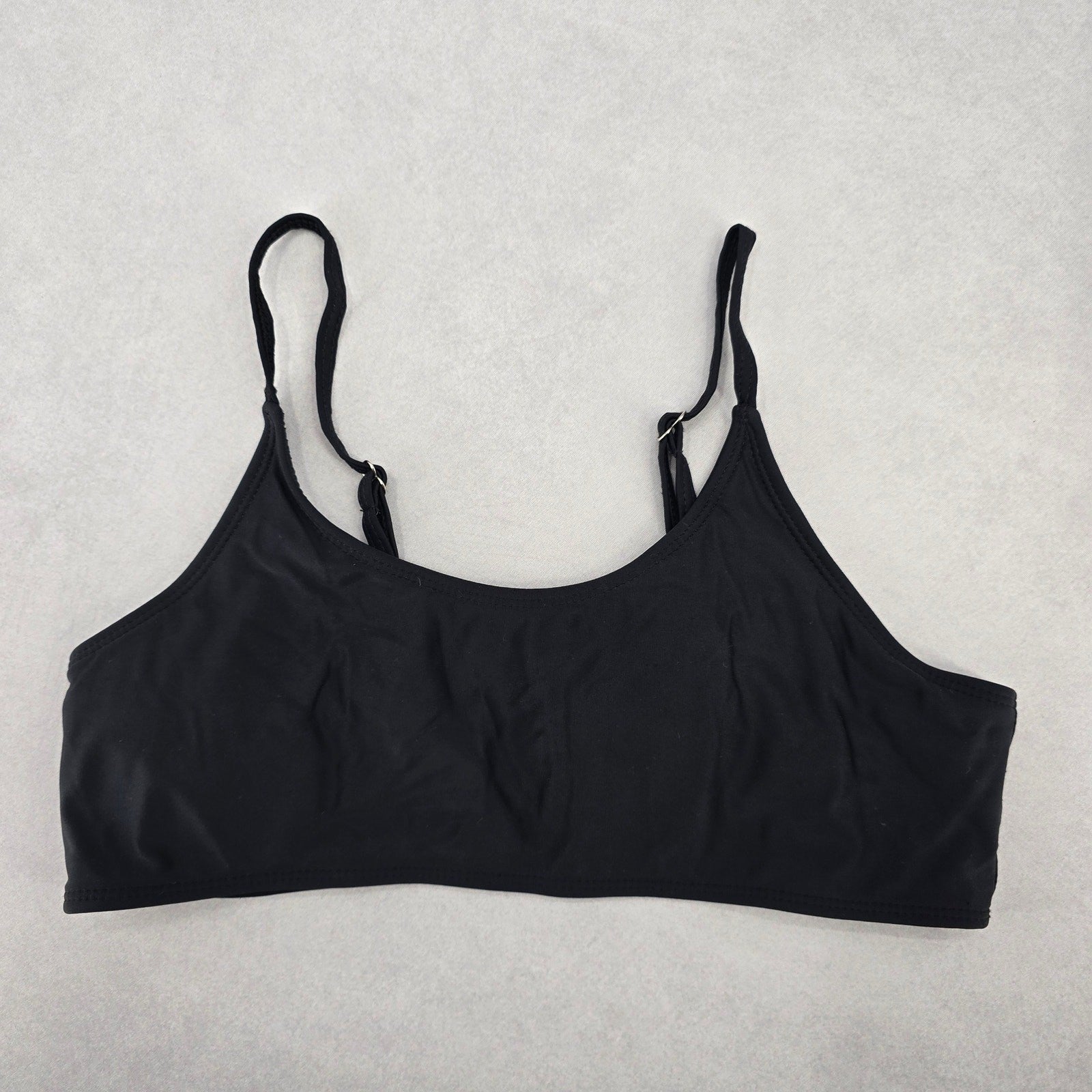 Black Padded Y2K Classic Pull On Swim Sports Bra Beach Bikini Top M Medium