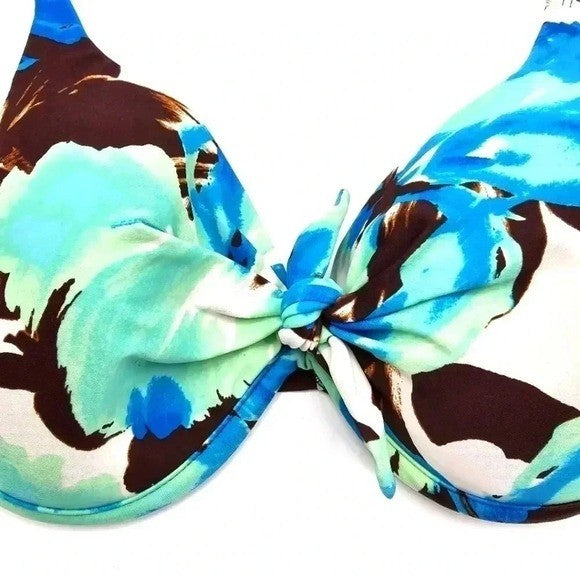 St John's Bay Blue Green Bikini Top Padded Adjustable Strap Beach Swimwear 14