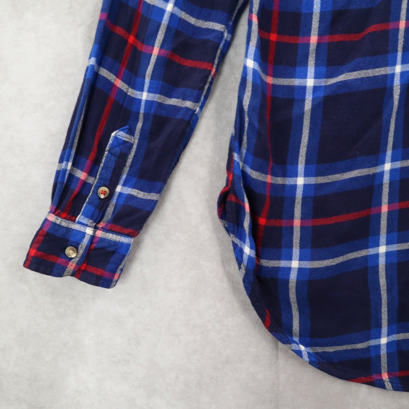 American Eagle Outfitters Boyfriend Fit Blue Flannel Plaid Lumberjack Rugged XS