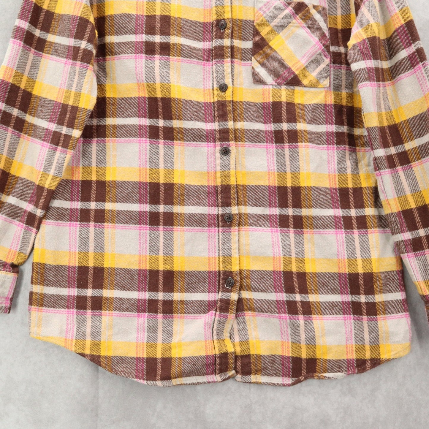Wild Fable Yellow Flannel Plaid Long Sleeve Button Down Western Utility Shirt XS