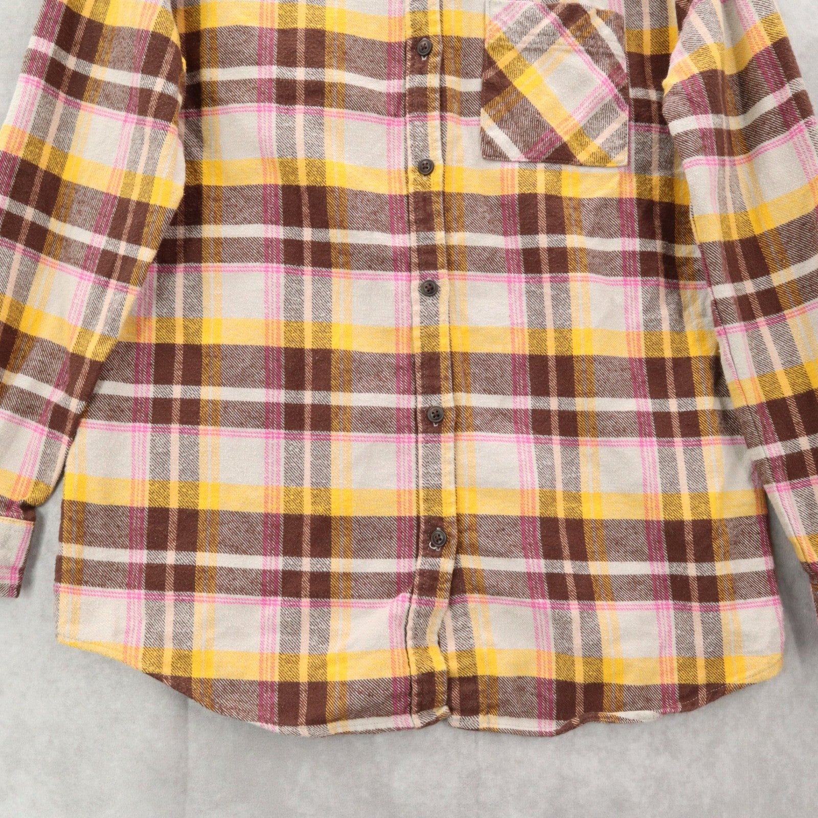 Wild Fable Yellow Flannel Plaid Long Sleeve Button Down Western Utility Shirt XS