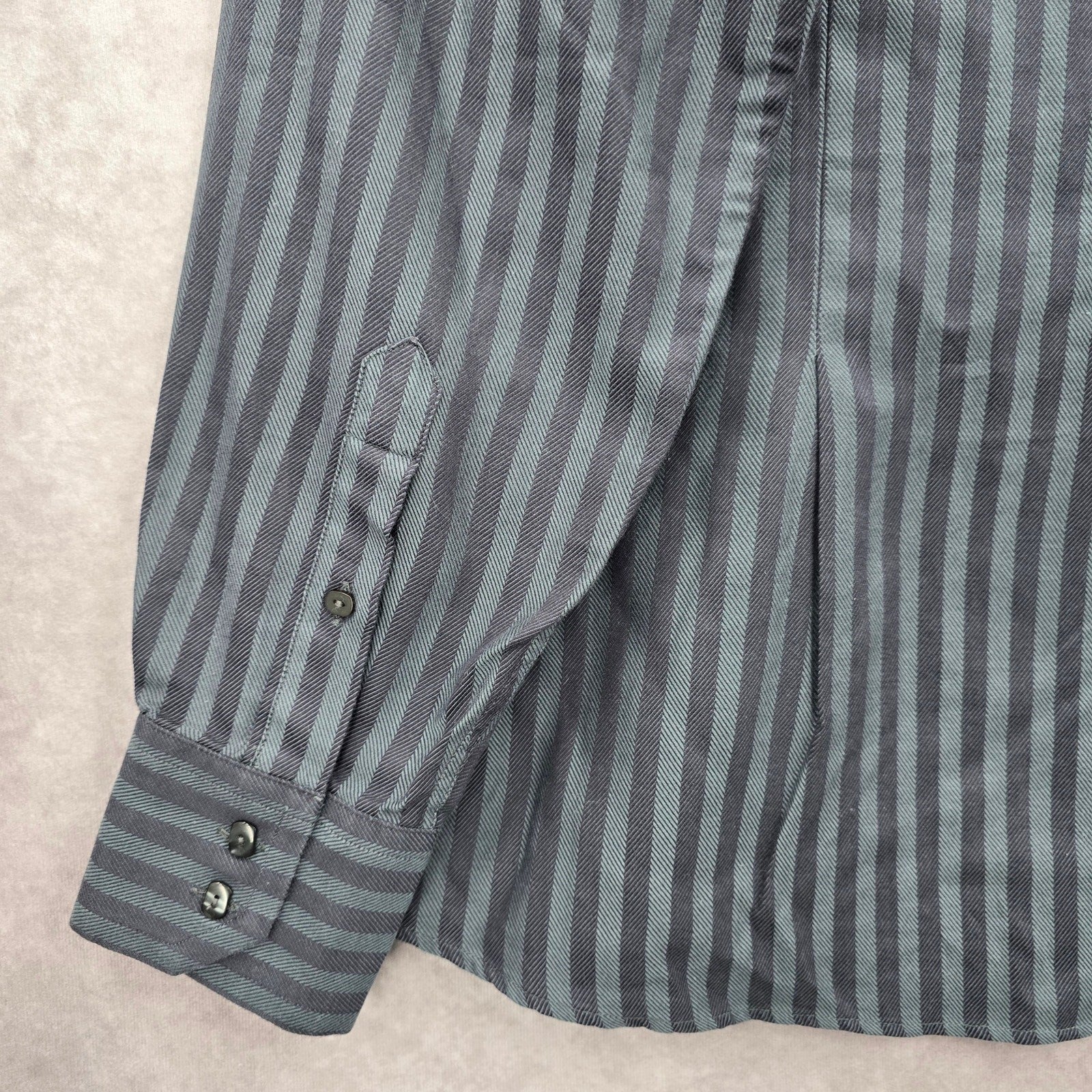 Artisti Italiani Grey Stipe Mens Work Cotton Button Down Dress Shirt XXL
