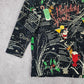 Cactus Bay Black Christmas Holiday Festival Y2K VTG Artsy Print Top Medium