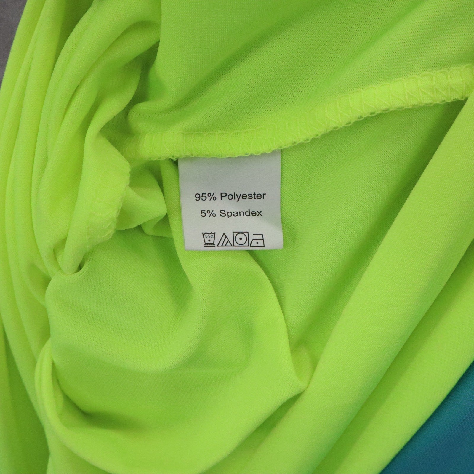Blue Neon Bodycon Dress Spaghetti Strap Asymmetrical Hem Mesh Ruched Side Small