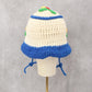 White Cable Knit Crochet Floral Tie Y2K Vintage Child Girls Beanie Hat Cap