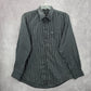 Cats Eye Black Stripe Button Down Long Sleeve Work Casual Dress Shirt Mens L
