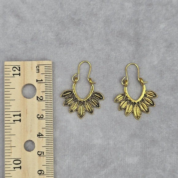 Gold Leaf Floral Dangle Hoop Hook Boho Retro Earrings Fashion Jewelry JB2-6