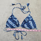 Victoria's Secret Blue White Bikini Top Tie Back Adjustable Swimwear M Medium