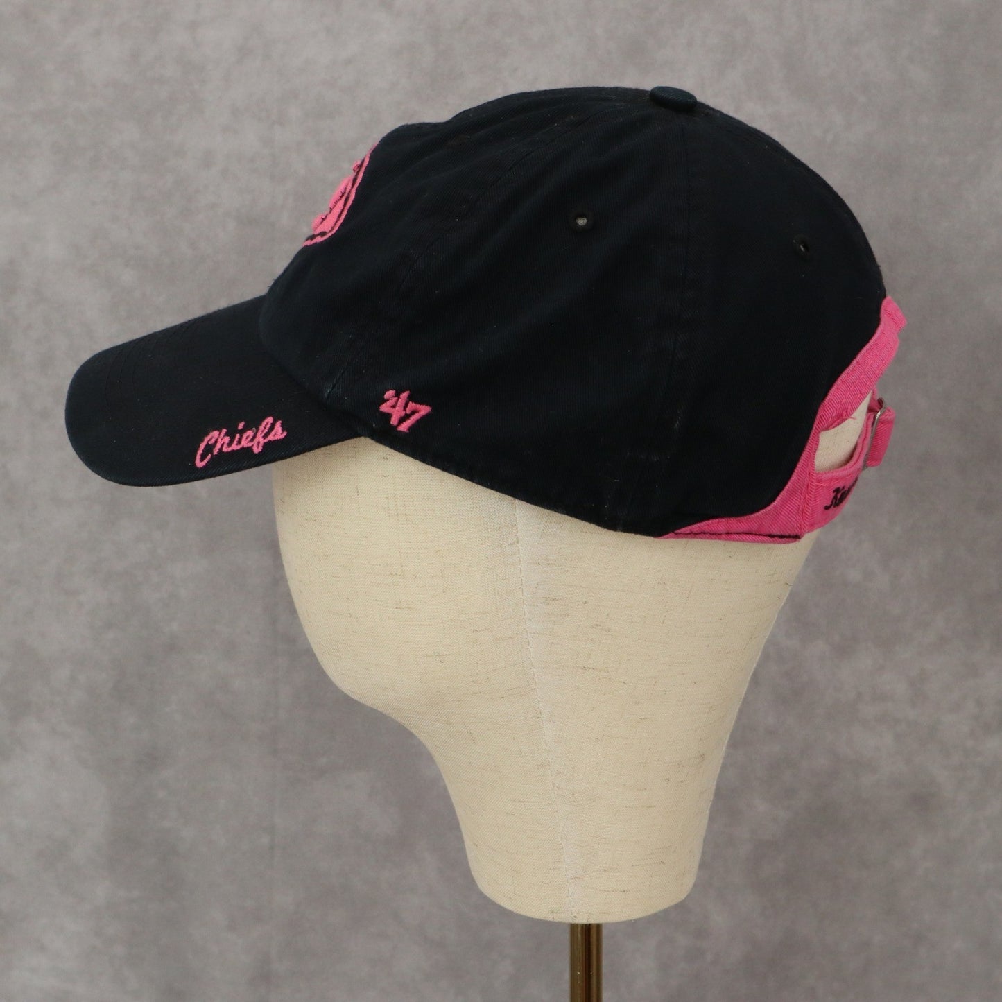Kansas City Chiefs '47 Brand Black Pink Cloth Strap Athletic Baseball Hat Cap