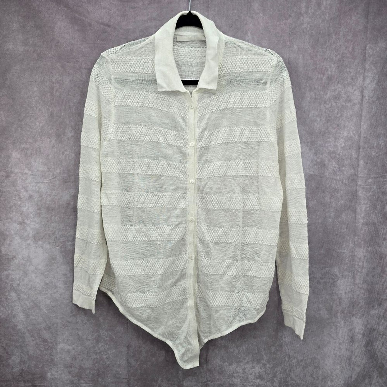 One Grey Day Revolve Long Sleeve Top Blouse Button Up Cardigan Collar Size XS
