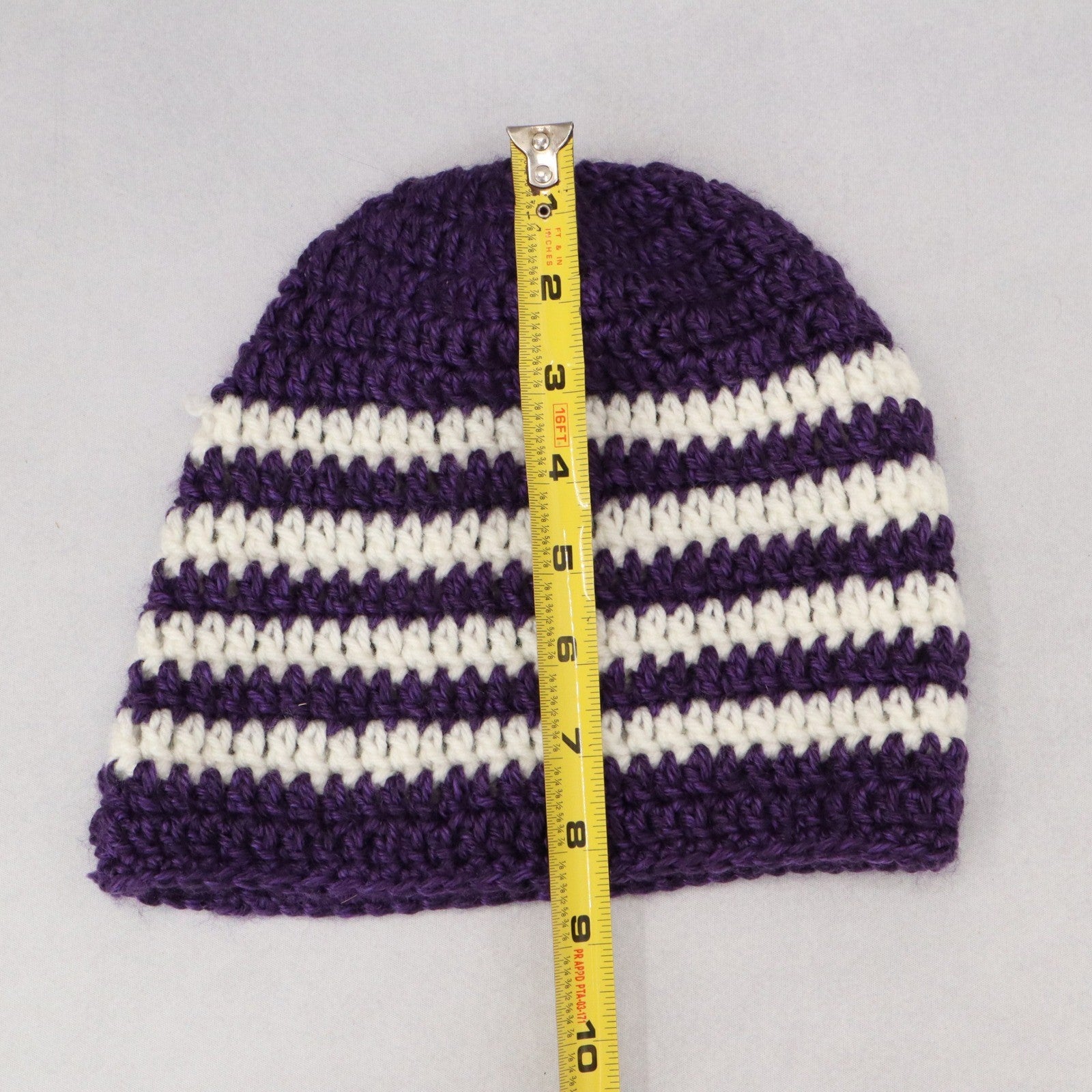 Purple Chevron Multi Color Crochet Cable Knit Y2K Vintage Cottage Beanie Cap Hat