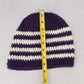 Purple Chevron Multi Color Crochet Cable Knit Y2K Vintage Cottage Beanie Cap Hat