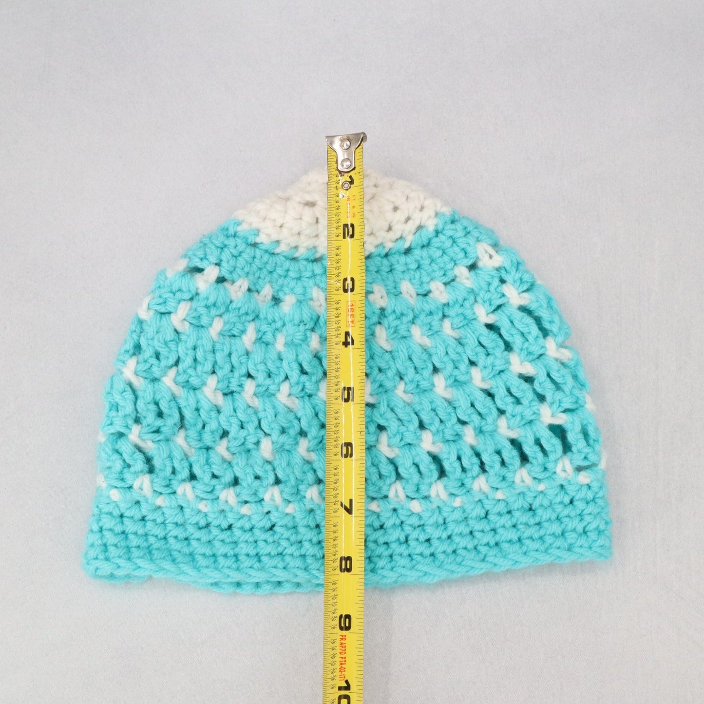 Blue Cable Knit White Handmade Y2K Vintage Cozy Winter Beanie Cap Hat