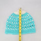 Blue Cable Knit White Handmade Y2K Vintage Cozy Winter Beanie Cap Hat