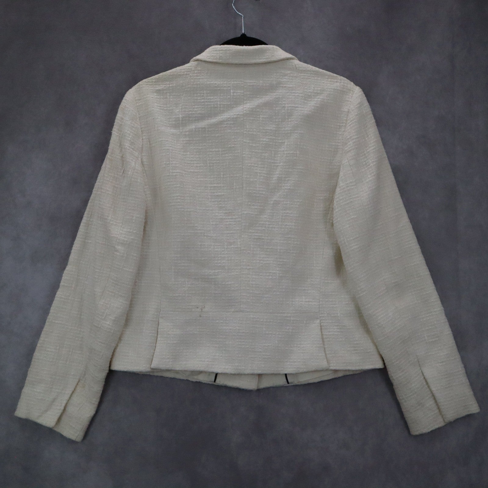 Banana Republic White Ecru Formal Clover Check Cotton Suit Coat Jacket Blazer 10