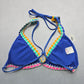 Xhilaration Blue Crochet Padded Crisscross Tie Swim Bra Beach Bikini Top L Large