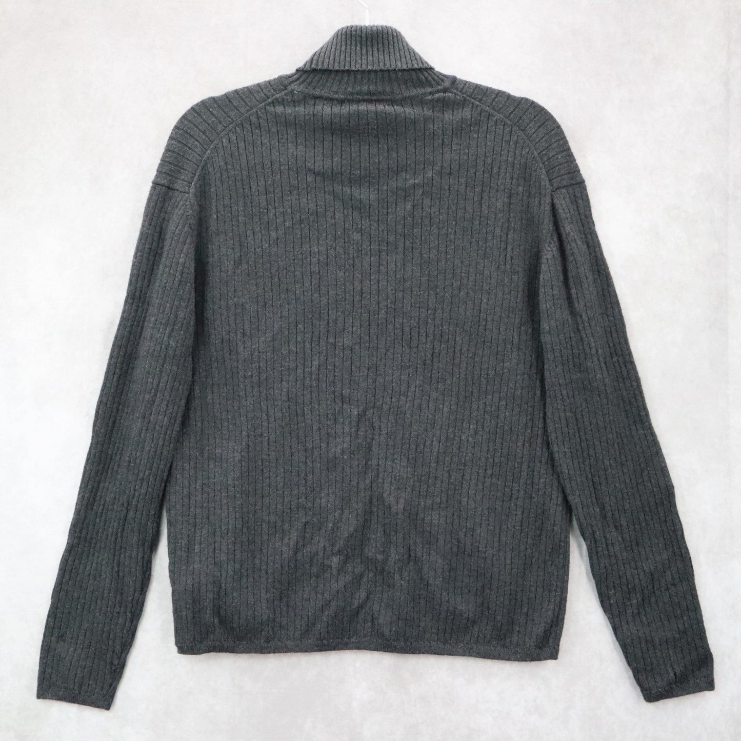 J Ferrar Gray Ribbed Turtleneck Sweater Knit Pullover Classic Minimalist Medium