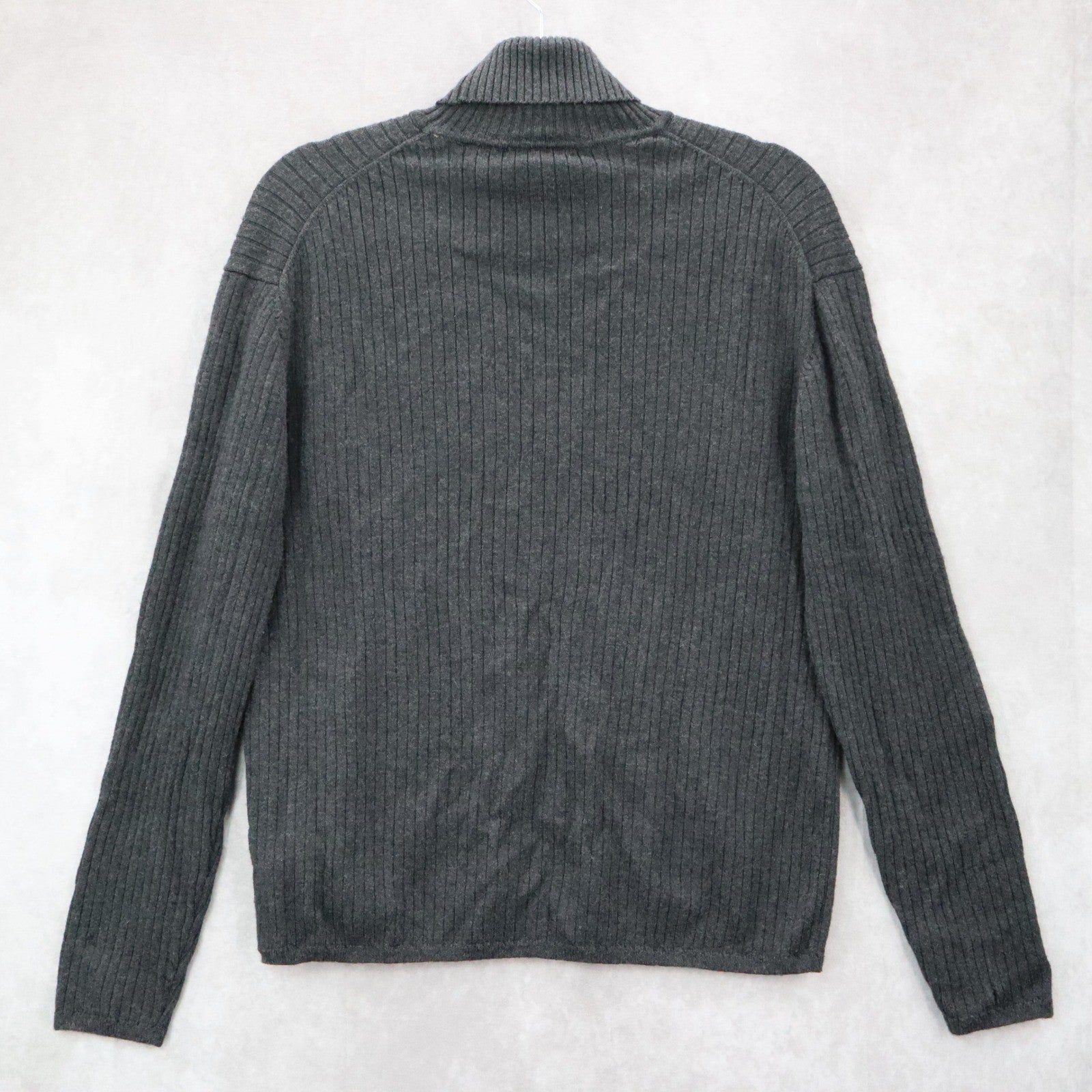 J Ferrar Gray Ribbed Turtleneck Sweater Knit Pullover Classic Minimalist Medium