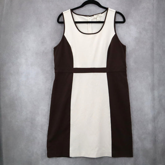 LOFT Colorblock Sheath Dress Sleeveless Brown Cream Career Work Office 14P