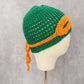 Green Crochet Cable Knit Turtle Mask Y2K Vintage Beanie Hat Cap OS