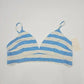 A New Day Blue & White Linen Bungalow Beach Bikini Top Cropped Bra Tank L Large