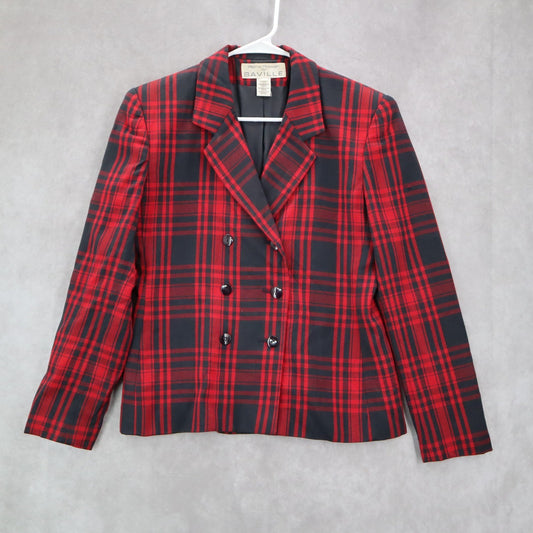 Rena Rowan for Saville Plaid Preppy Double Breasted Notch Coat Jacket Blazer 4