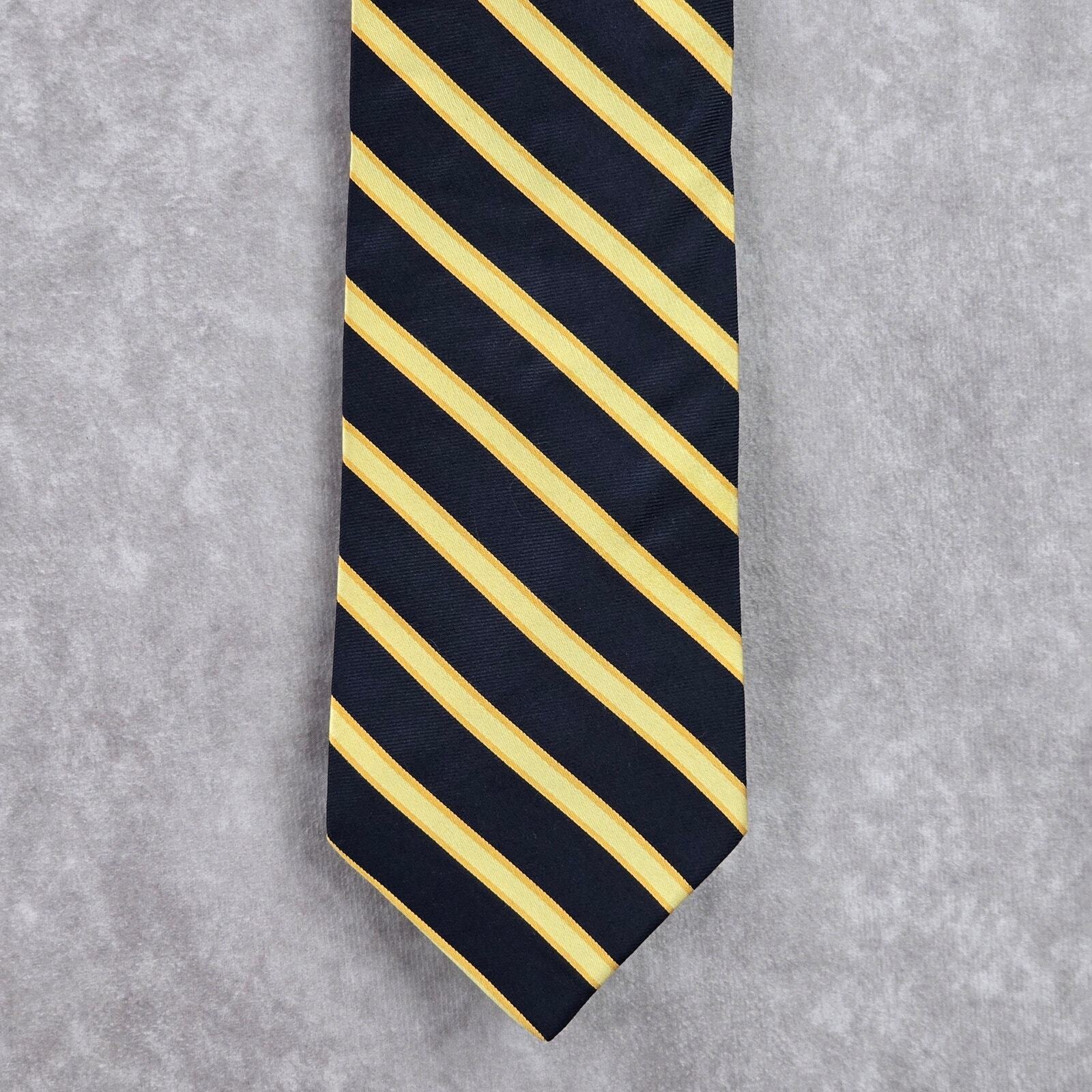 Jones New York Blue Yellow Stripe Geometric Repp 100% Silk Men's Neck Tie NWOT