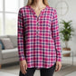 Lands' End Plaid Tunic Shirt Pink Casual Flannel Preppy Long Sleeve Plus 18W