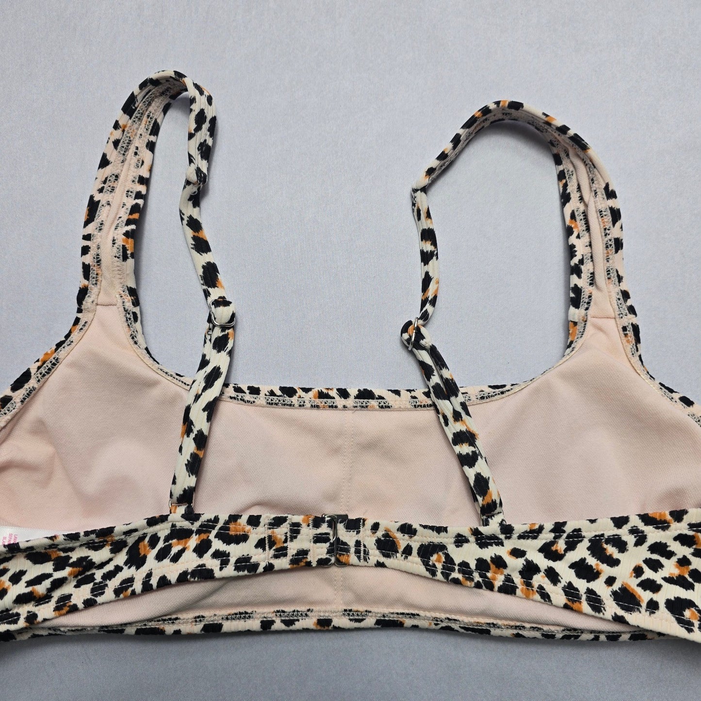 Xhilaration Cream Animal Print Swim Sports Bra Beach Bralette Bikini Top L Large