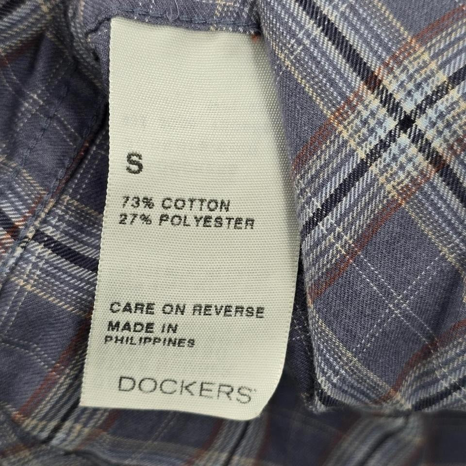 Dockers Gray Plaid Button Down Work Western Long Sleeve Cotton Shirt Small