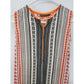 Tunic Top Sleeveless Orange Black Shirt Blouse Size S