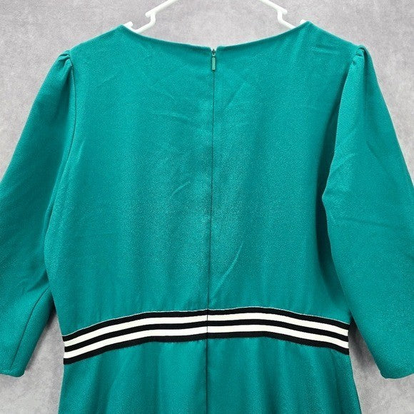Armani Exchange Green Flare Knee Length Stripe Preppy Classic Dress 10 Medium