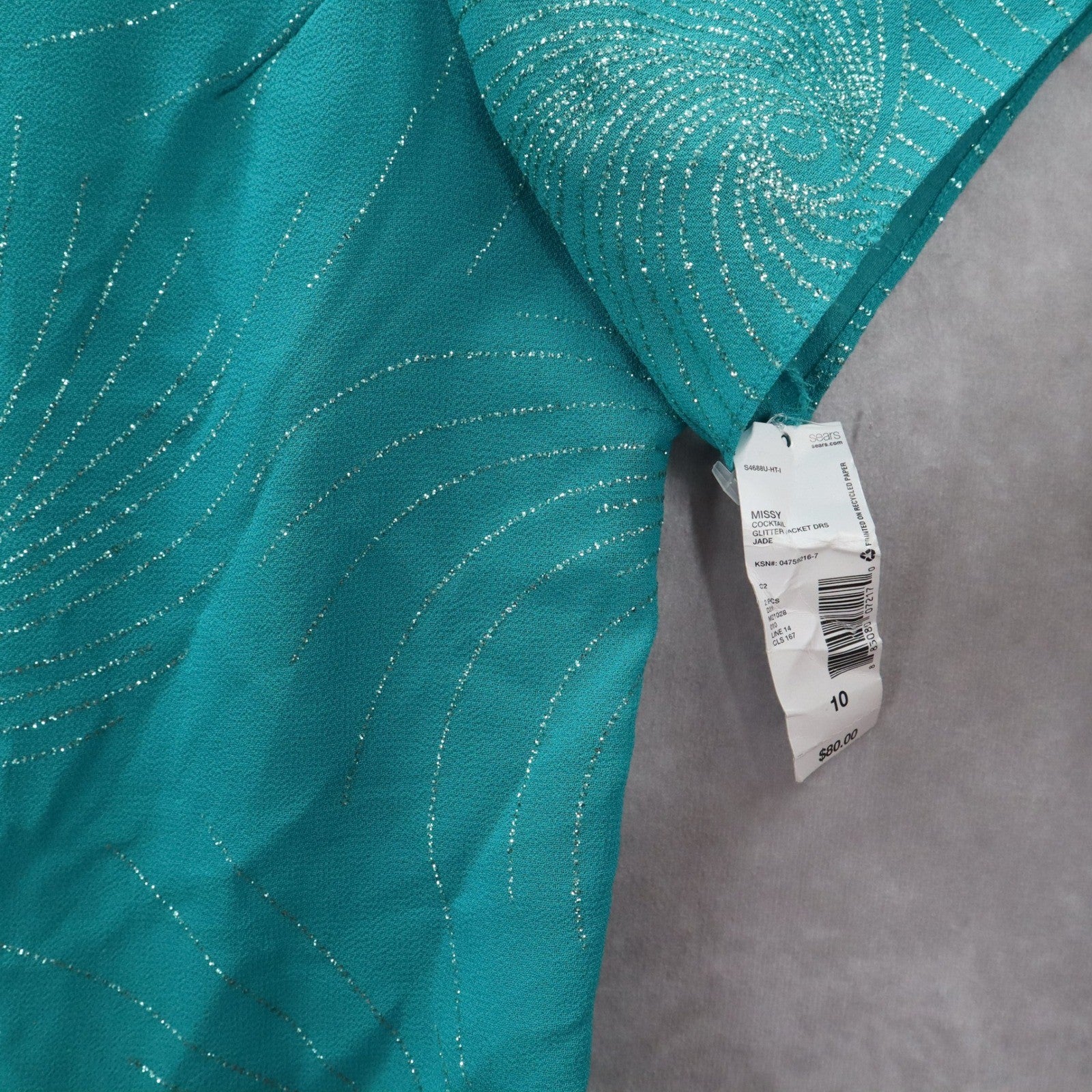 Another Thyme Green Glitter Sparkly Coverup Blouse Party Glam VTG Top Medium 10